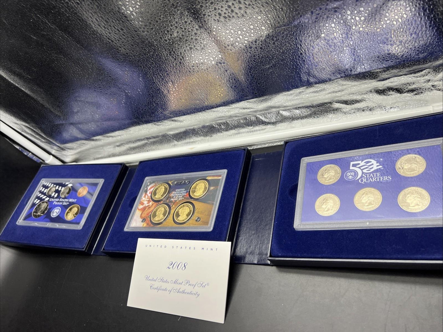 2008 S US Mint Clad Proof Set Cracked Case In Display Album Box