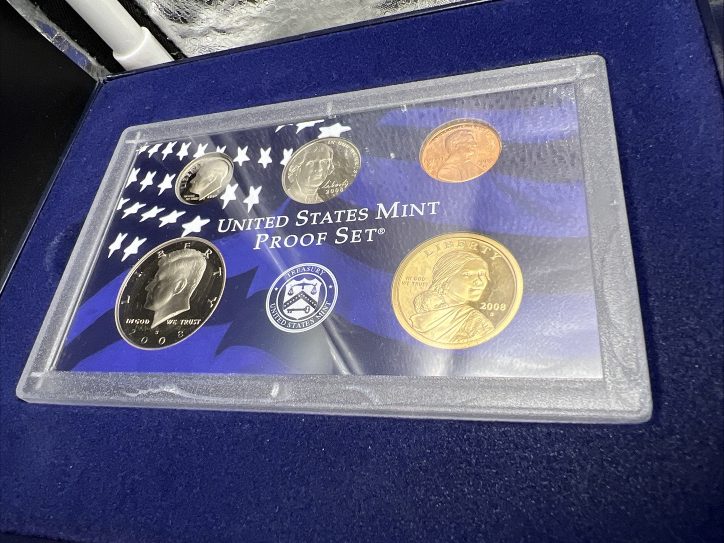 2008 S US Mint Clad Proof Set Cracked Case In Display Album Box