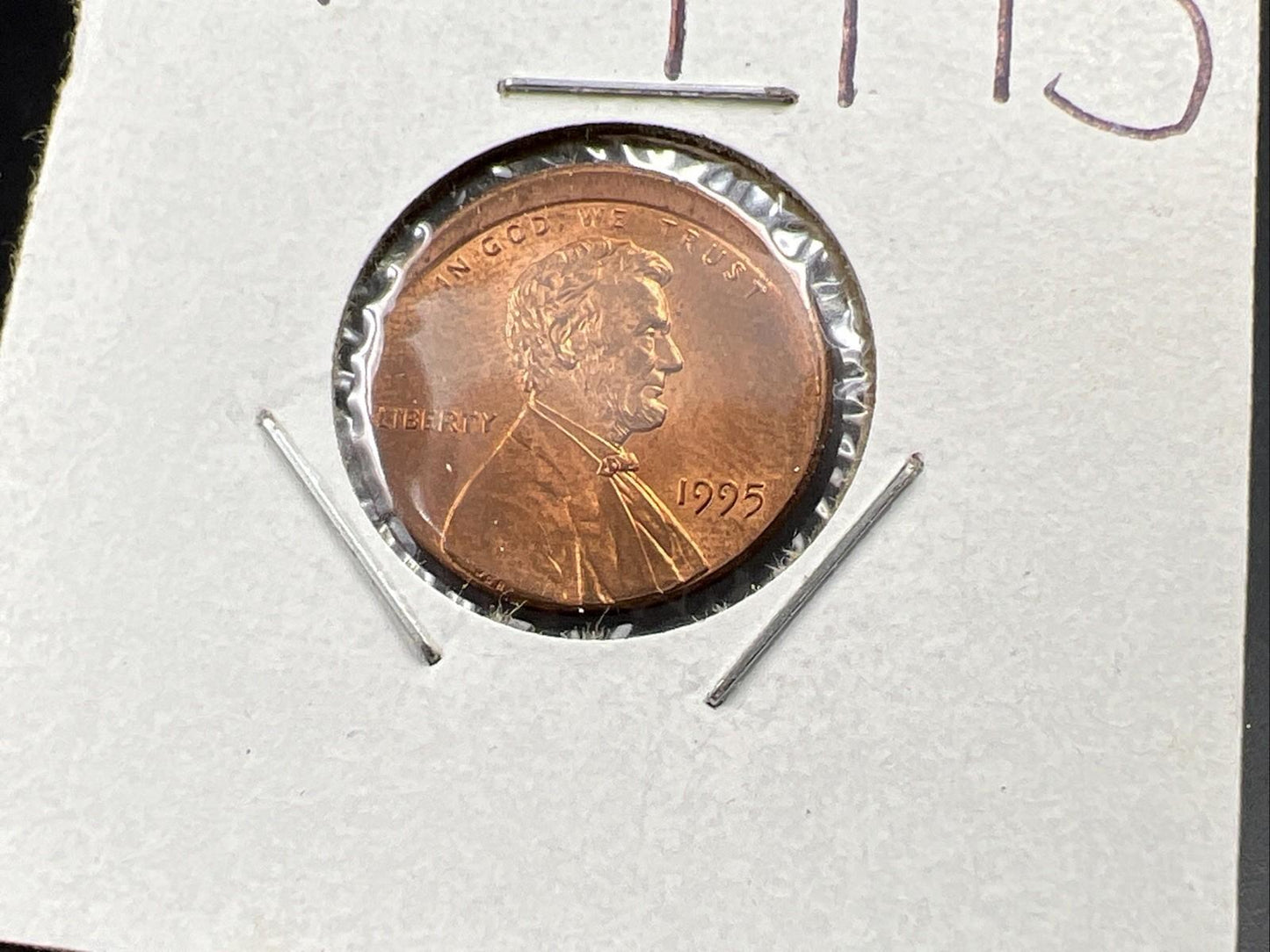 1995 1c Lincoln Memorial Cent Penny Broadstrike 5% Off Center BU UNC RB U#1