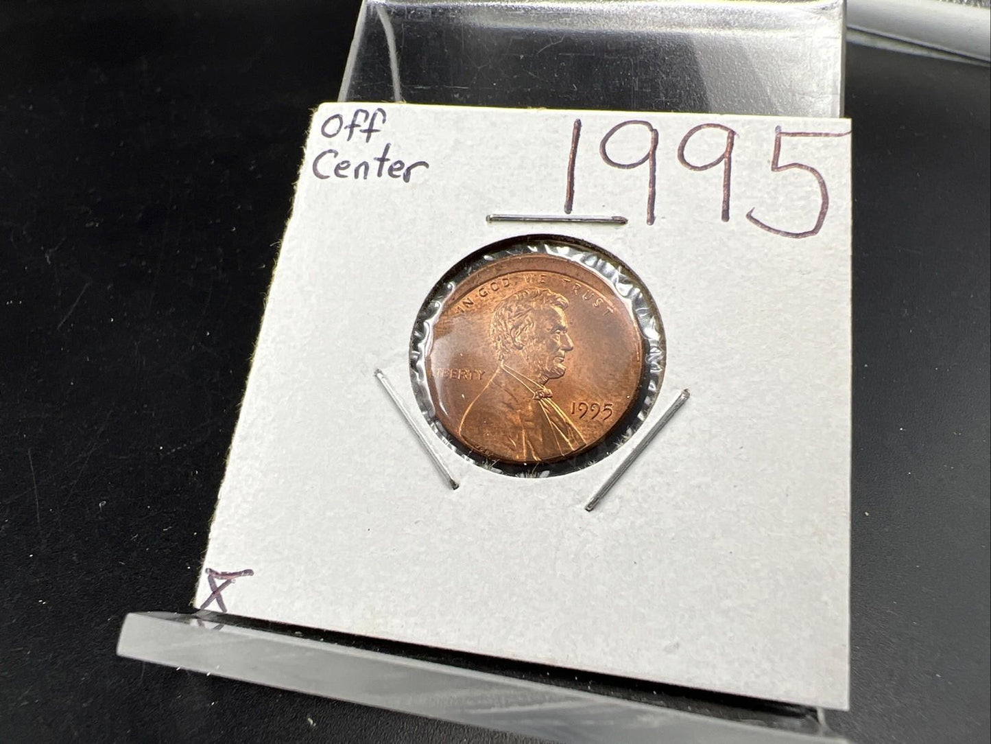 1995 1c Lincoln Memorial Cent Penny Broadstrike 5% Off Center BU UNC RB U#1