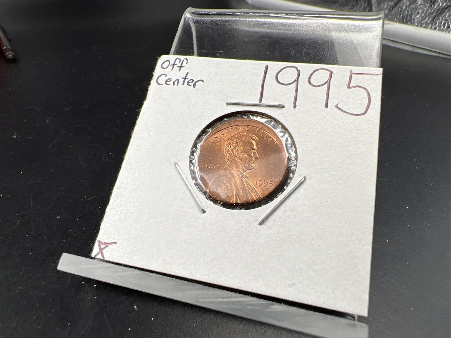 1995 1c Lincoln Memorial Cent Penny Broadstrike 5% Off Center BU UNC RB U#1