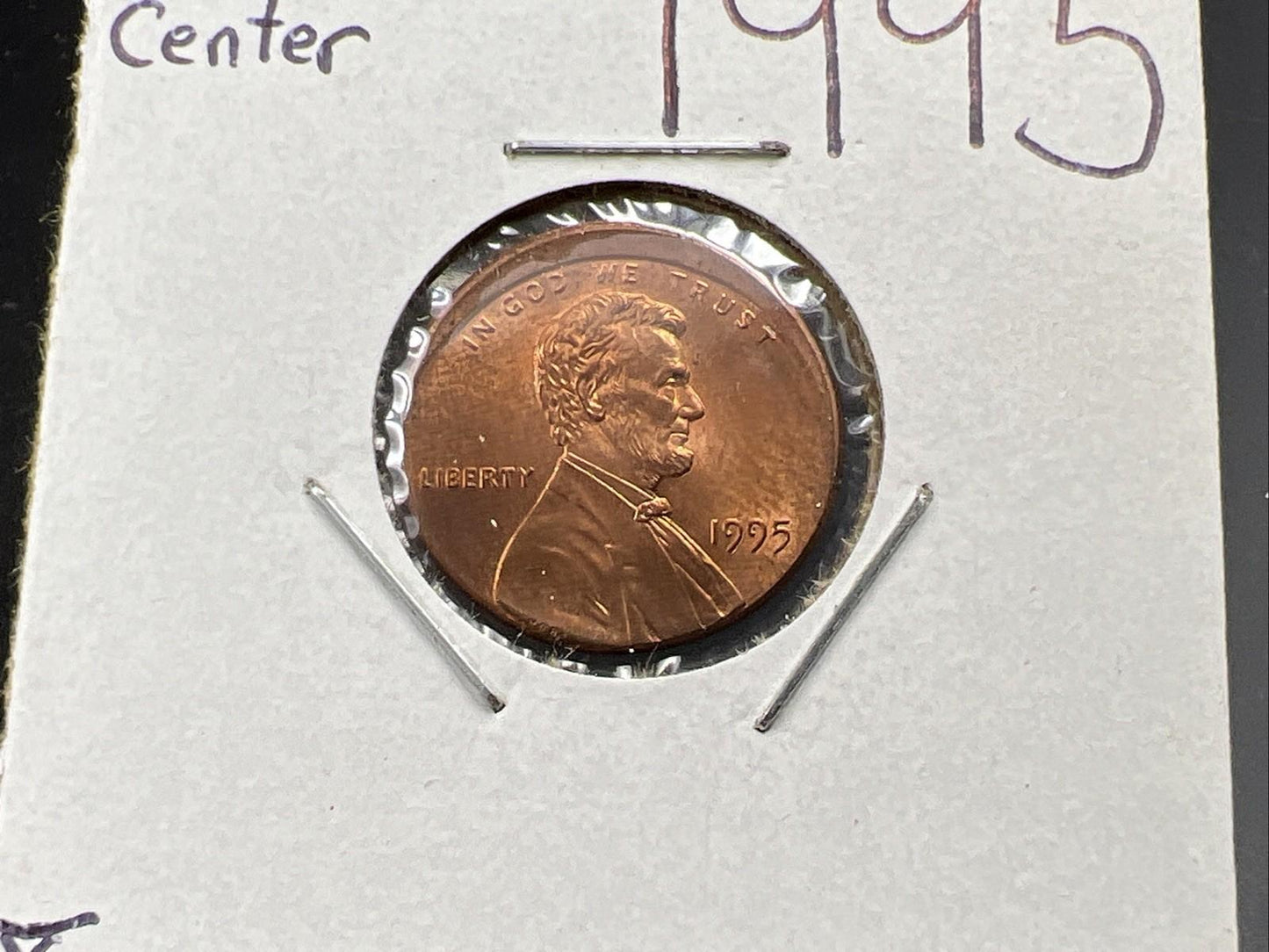 1995 1c Lincoln Memorial Cent Penny Broadstrike 5% Off Center BU UNC RB U#1