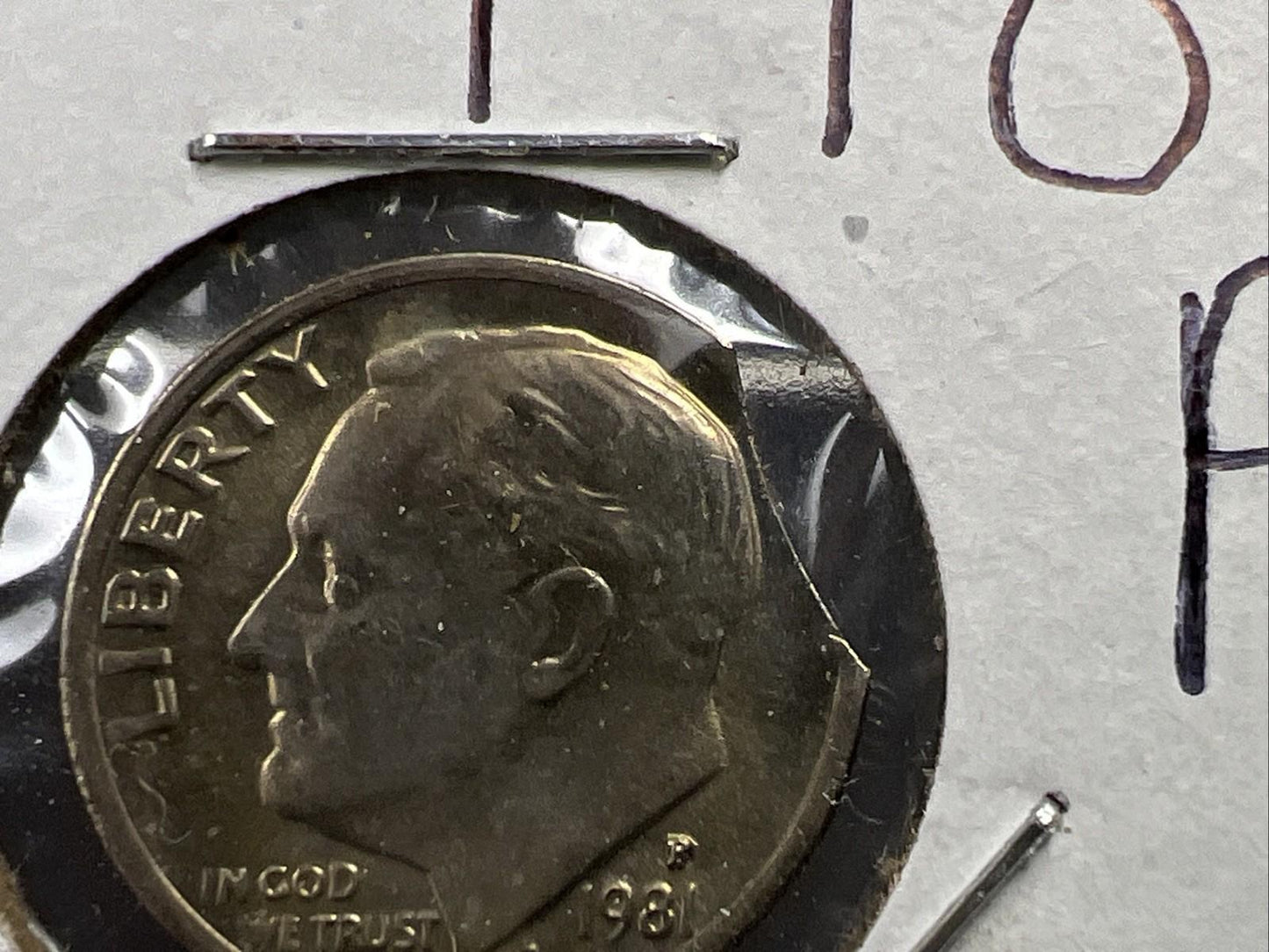 1981 10c Roosevelt Dime Coin Clipped Planchet Error BU UNC