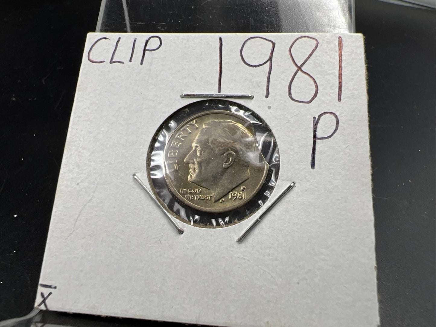 1981 10c Roosevelt Dime Coin Clipped Planchet Error BU UNC
