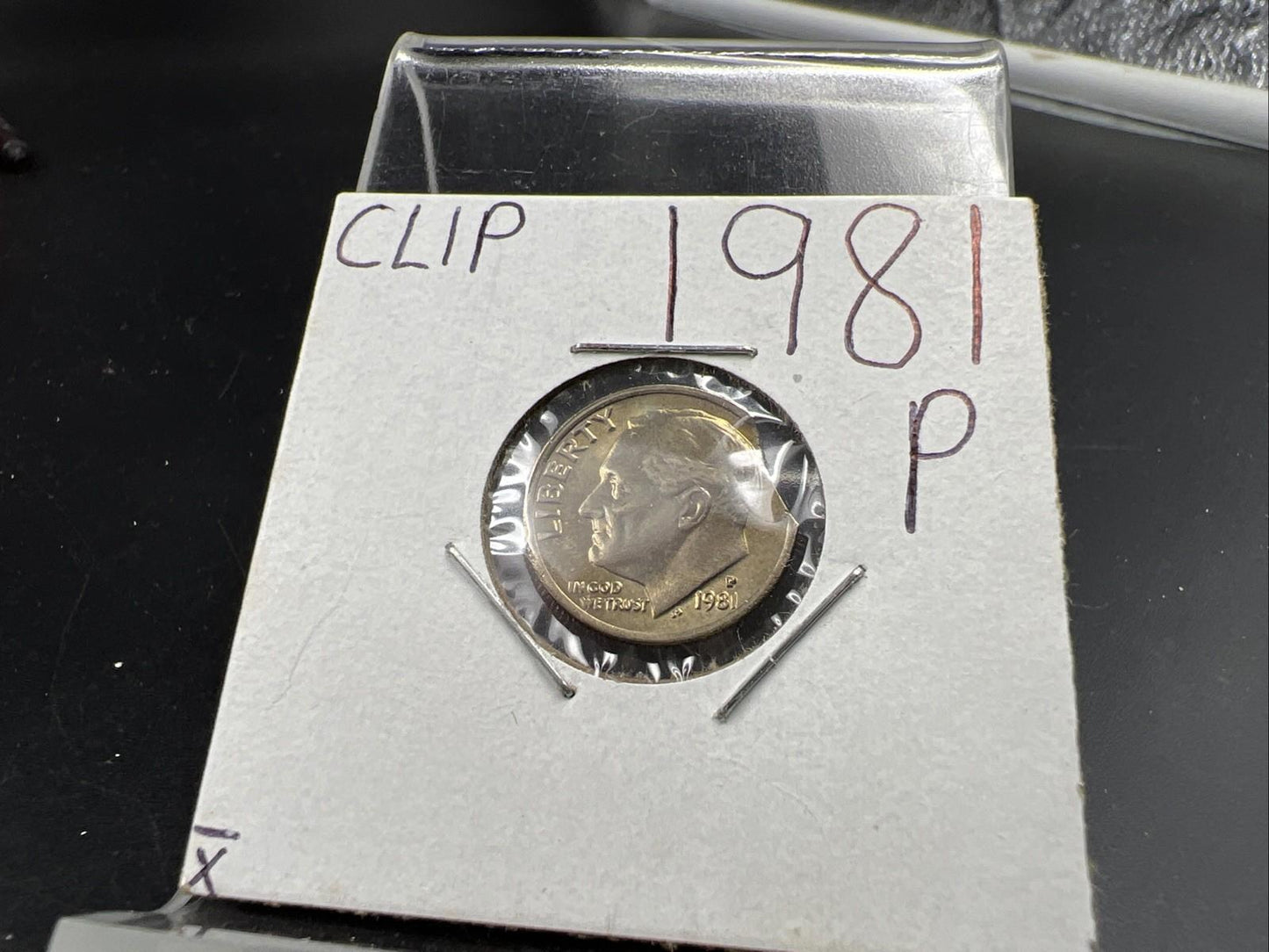 1981 10c Roosevelt Dime Coin Clipped Planchet Error BU UNC