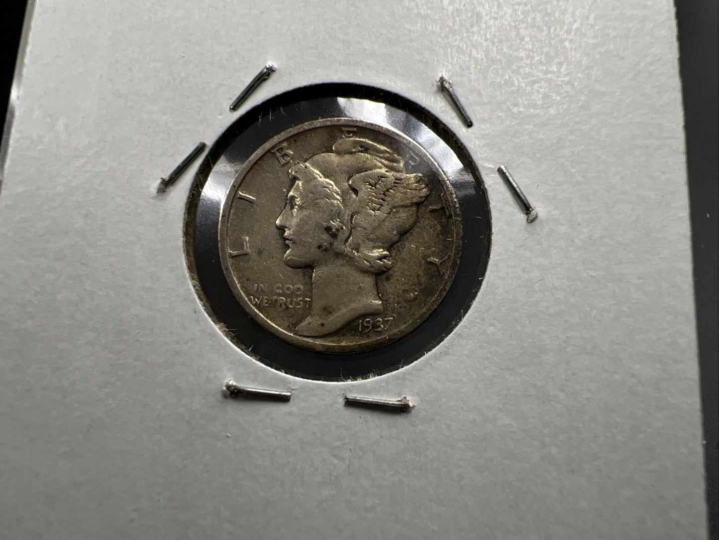 1937 P 10c Mercury Silver Dime Coin Choice VF Very Fine Neat Rainbow Rev Toning