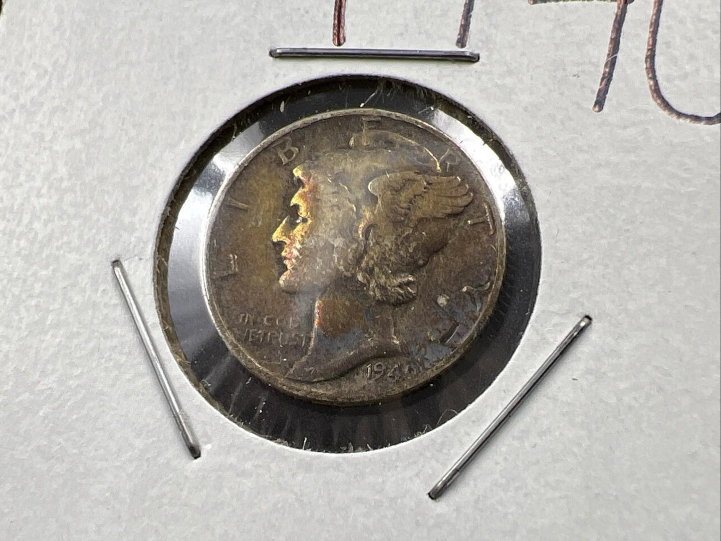 1940 P 10c Mercury Silver Dime Coin Choice VF Very Fine Neat Toning Toner sku#1