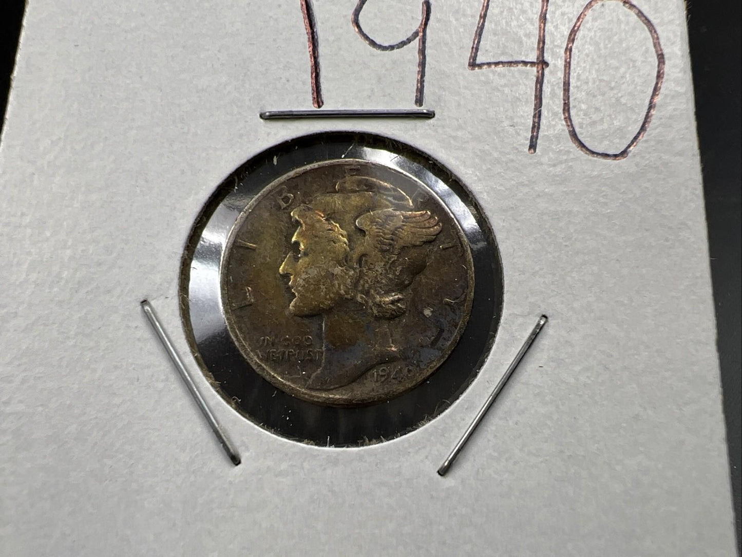 1940 P 10c Mercury Silver Dime Coin Choice VF Very Fine Neat Toning Toner sku#1