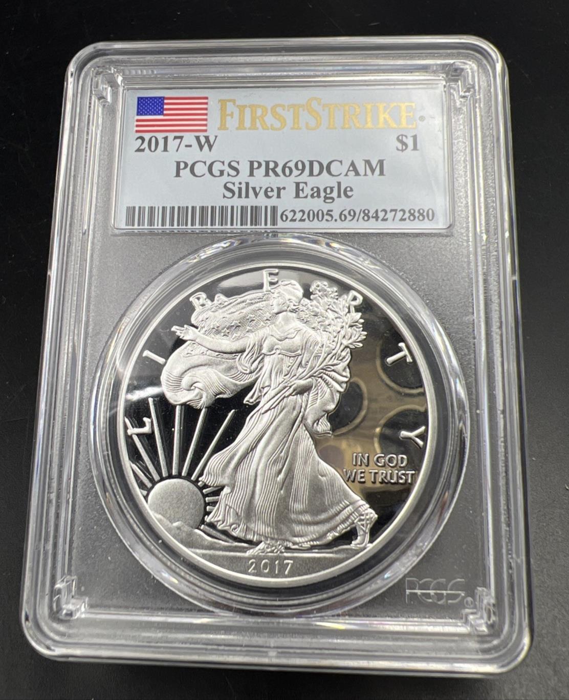 2017 W ASE 1 Oz American Proof Silver Eagle PCGS PR69 UCAM #70