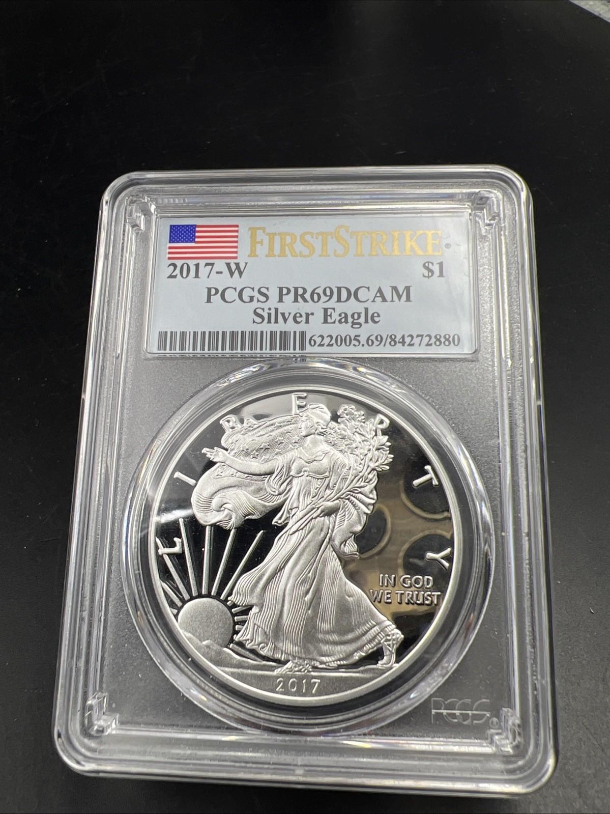 2017 W ASE 1 Oz American Proof Silver Eagle PCGS PR69 UCAM #70