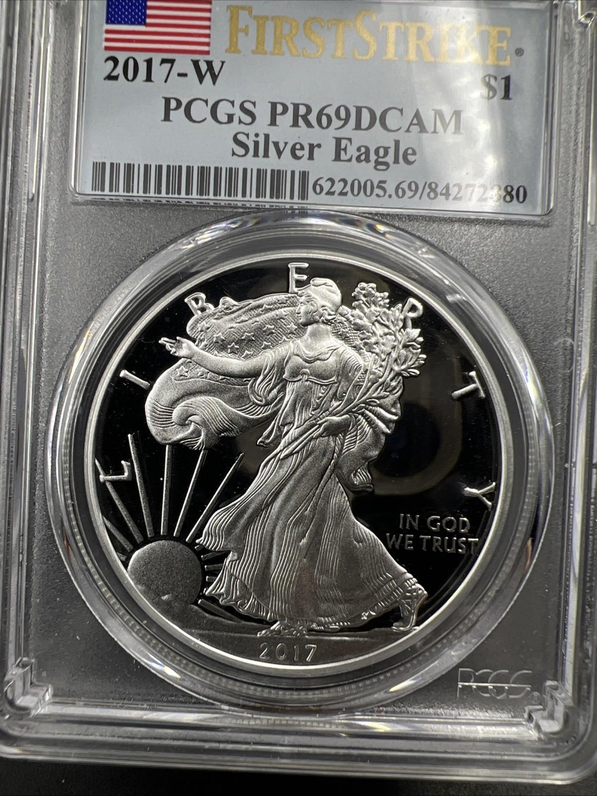 2017 W ASE 1 Oz American Proof Silver Eagle PCGS PR69 UCAM #70