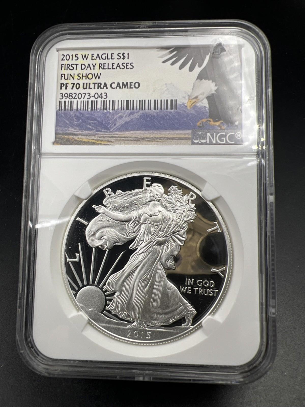 2015 W FUN Show First Day Release 1 Oz American Proof Silver Eagle NGC PF70 UCAM