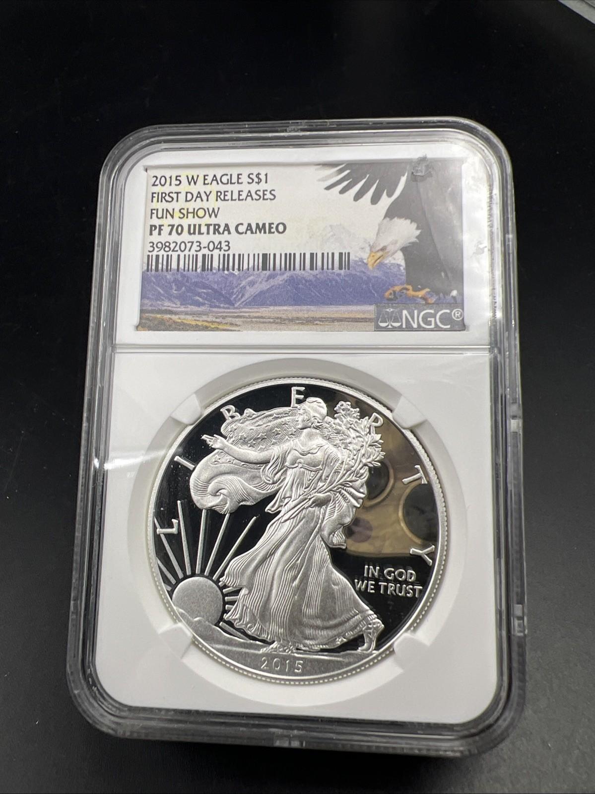 2015 W FUN Show First Day Release 1 Oz American Proof Silver Eagle NGC PF70 UCAM