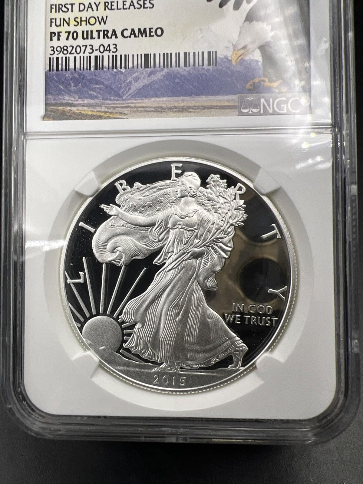 2015 W FUN Show First Day Release 1 Oz American Proof Silver Eagle NGC PF70 UCAM
