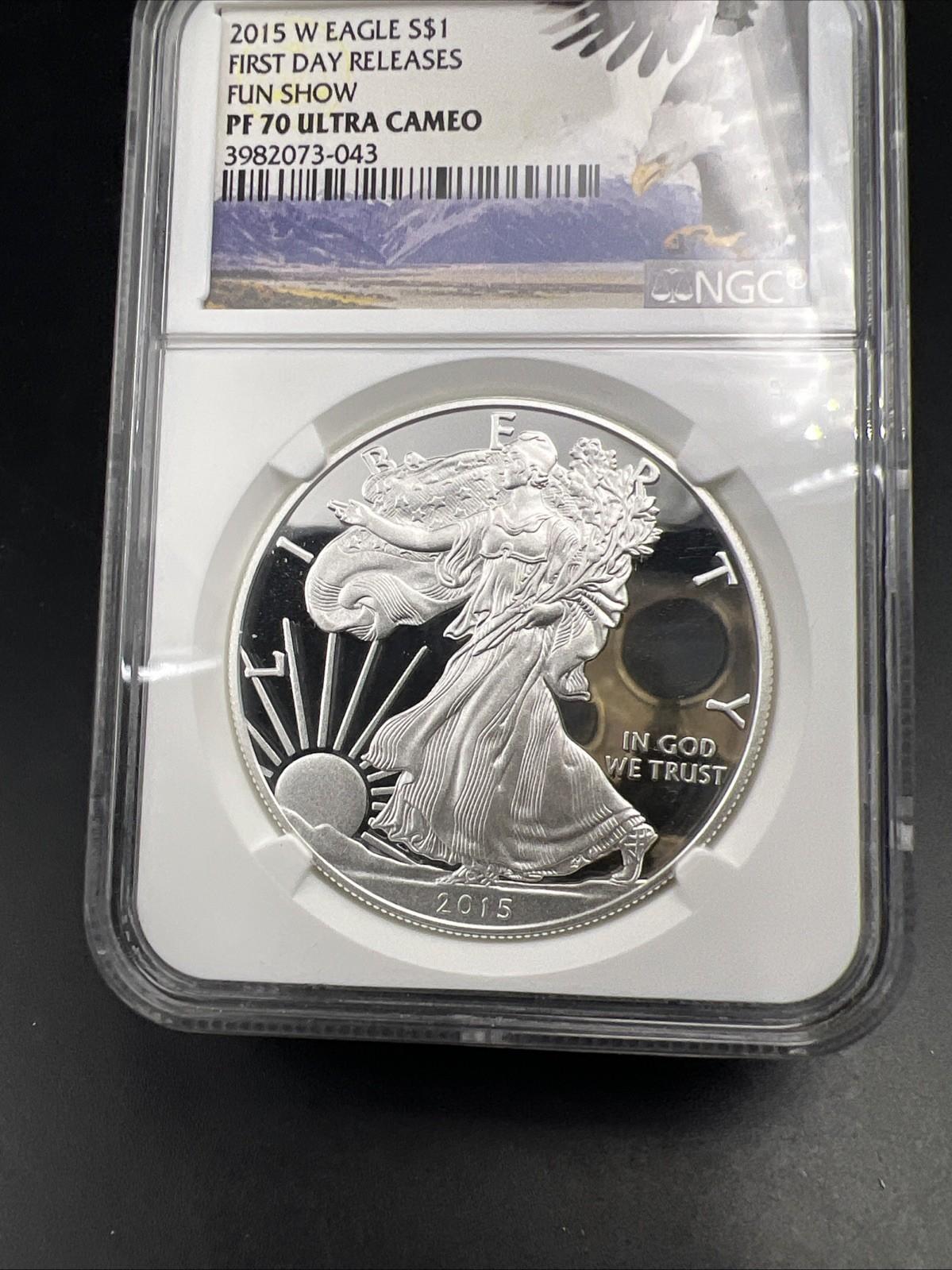 2015 W FUN Show First Day Release 1 Oz American Proof Silver Eagle NGC PF70 UCAM