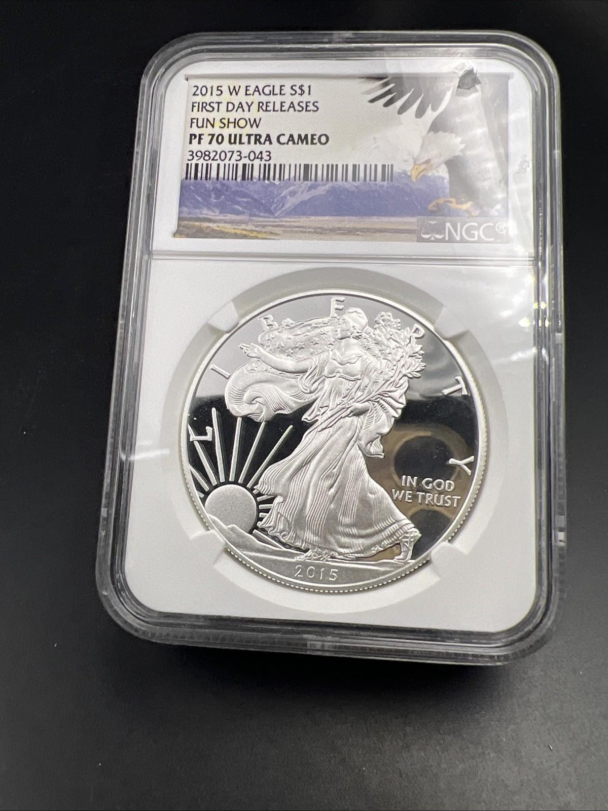2015 W FUN Show First Day Release 1 Oz American Proof Silver Eagle NGC PF70 UCAM