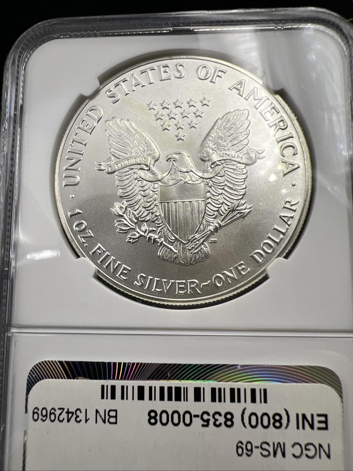 1986 1 Oz ASE American Silver Eagle NGC MS69 Gem BU UNC First Year of Issue #016