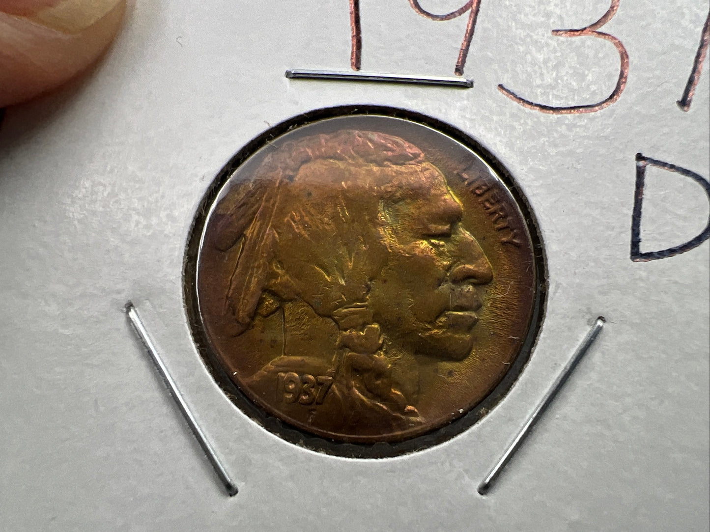 1936 D 5c Buffalo Indian head nickel coin XF / AU PQ Toning Toner