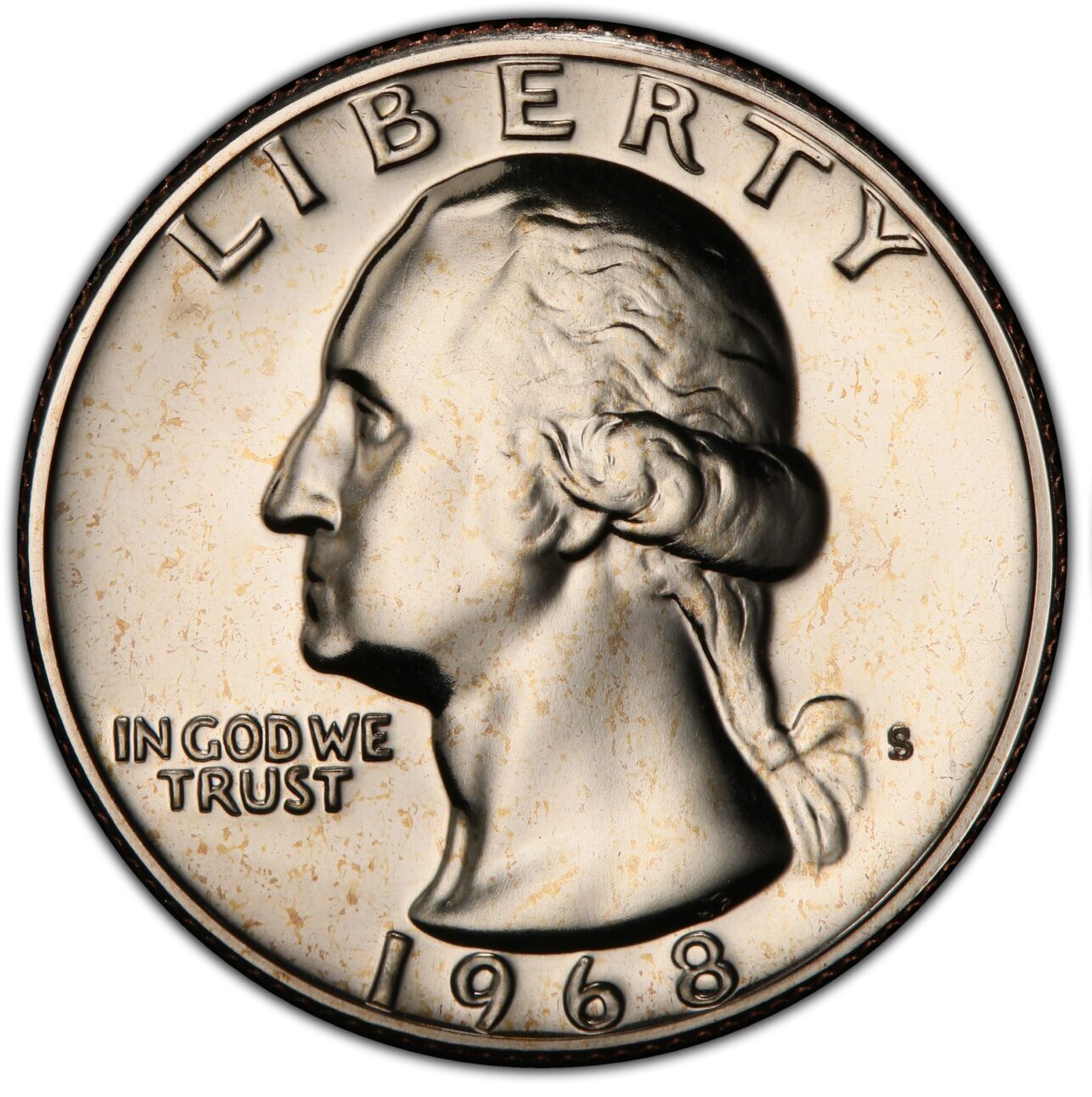 1968 S 25C Washington Clad Quarter Proof Coin Stock Photo