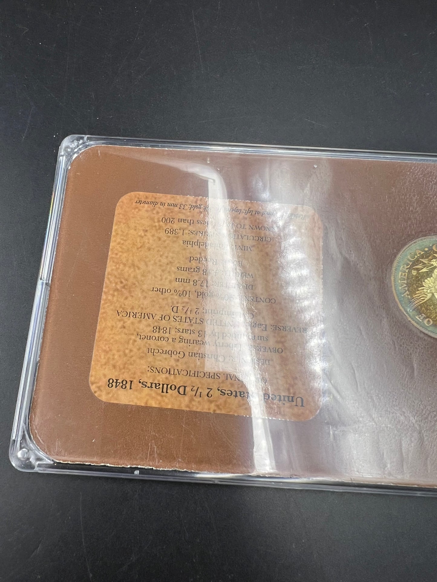 Fantasy Tribute Coin 1848 $2.5 Quarter Eagle Liberty Head - neat toning - no previous metals