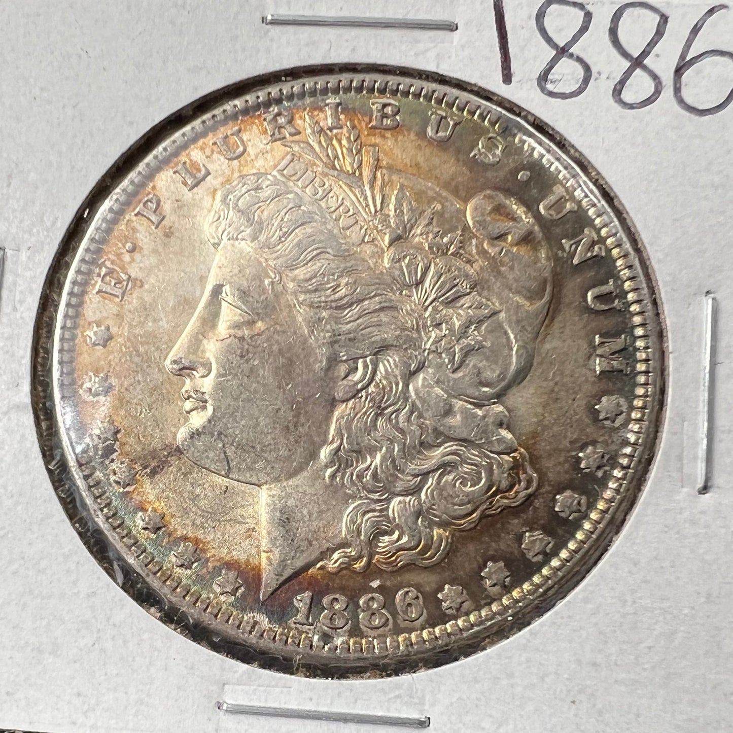 1886 P $1 Morgan Silver Dollar Coin Choice AU PQ Toning Toner