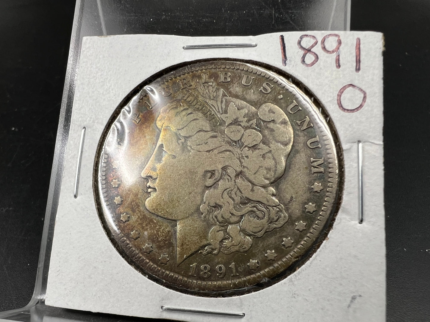 1891 O $1 Morgan Silver Dollar Coin VG / Fine Nice Toning Toner Obverse