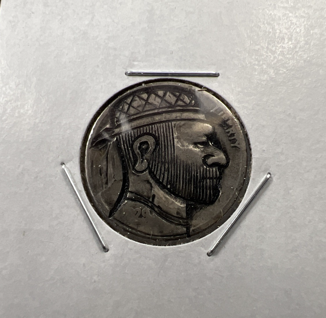 Hobo Buffalo Nickel Coin Modern Carving SKU#Z