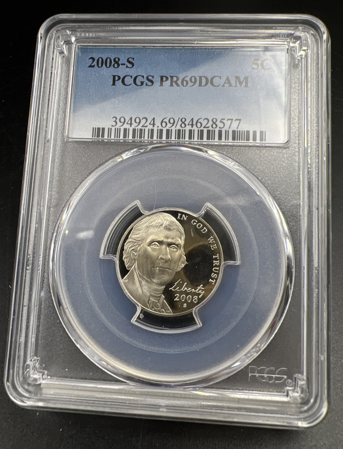 2008 S 5c Jefferson Nickel Coin PCGS PR69 DCAM #77