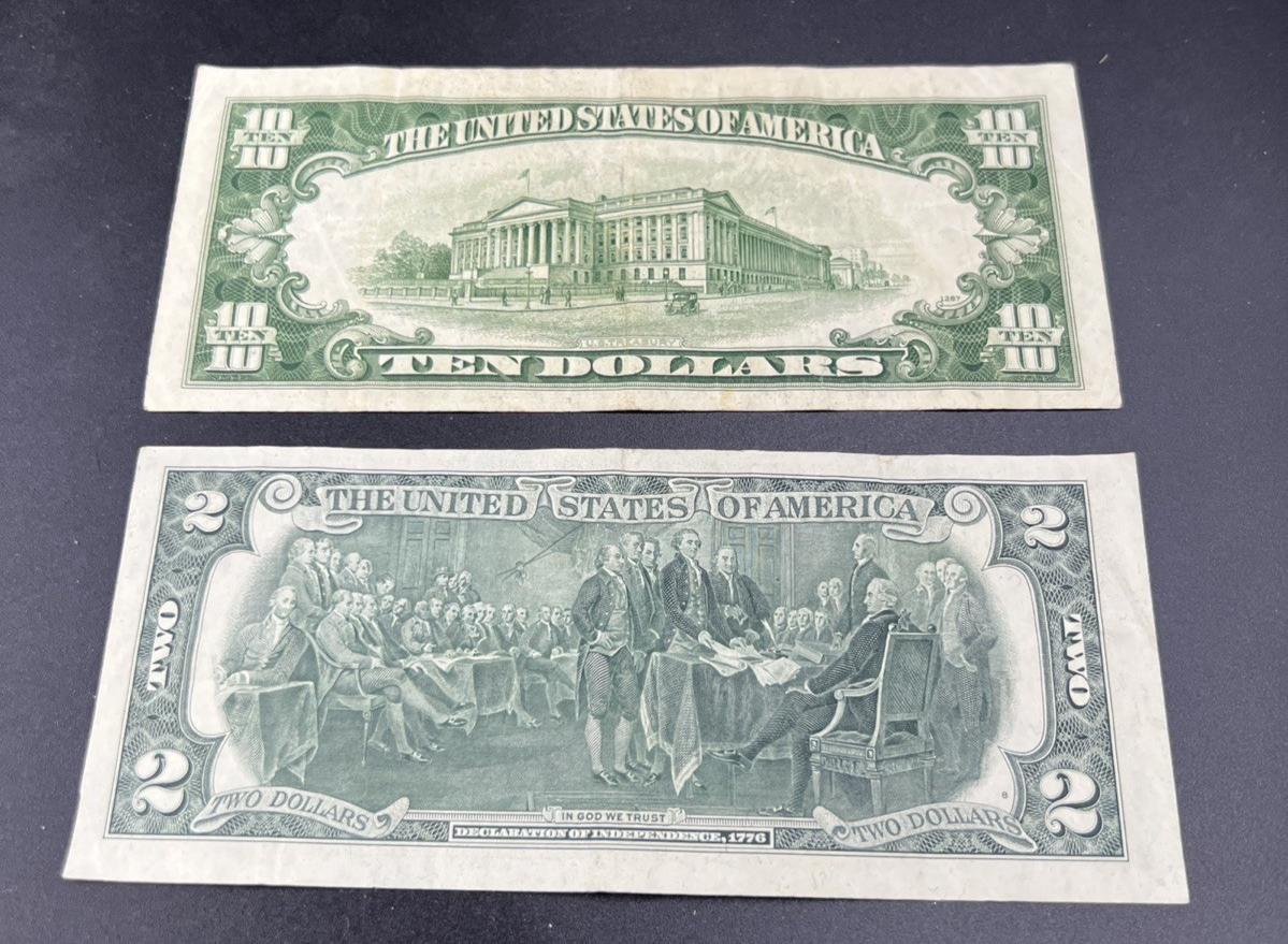 FRN Collector's Lot 1950 $10 Fine & 1976 $2 VF Federal Resereve Notes #453