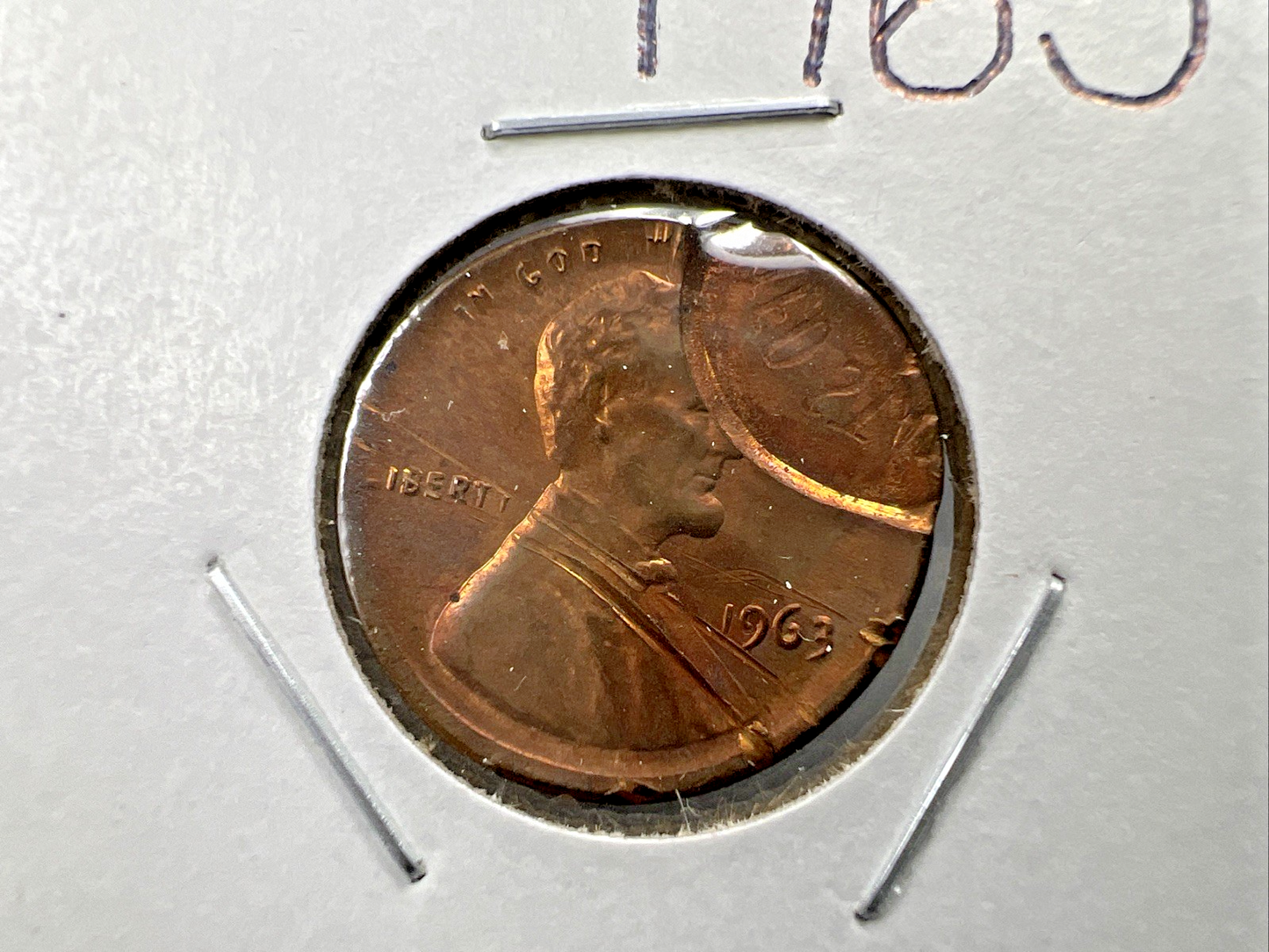1963 1c Lincoln Memorial Cent Double Struck Error Coin BU UNC RB / Brown