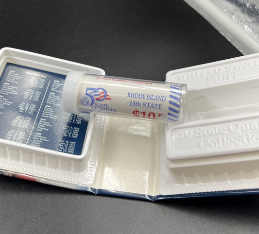 US Mint Certified 2001 P Rhode Island State Statehood 40 Coin BU Quarter Roll