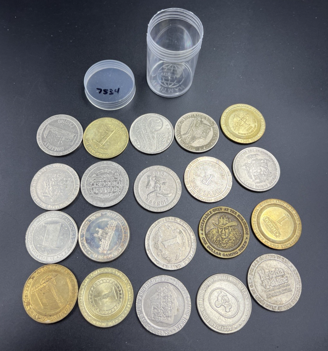 Lot of 20 $1 Casino Dollar Gaming Tokens Metal Circulated Conditions SKU#7534