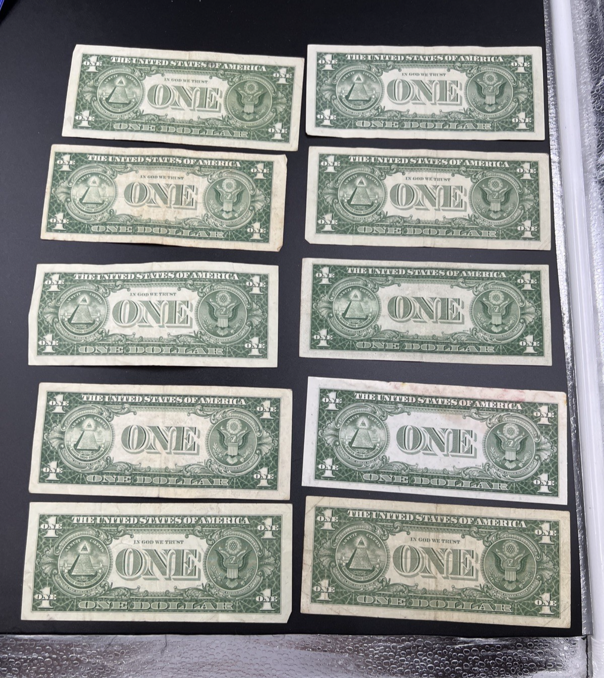 Lot of 10 1957 / 1935 $1 One Dollar Silver Certificate Blue Seal Notes VG + #892