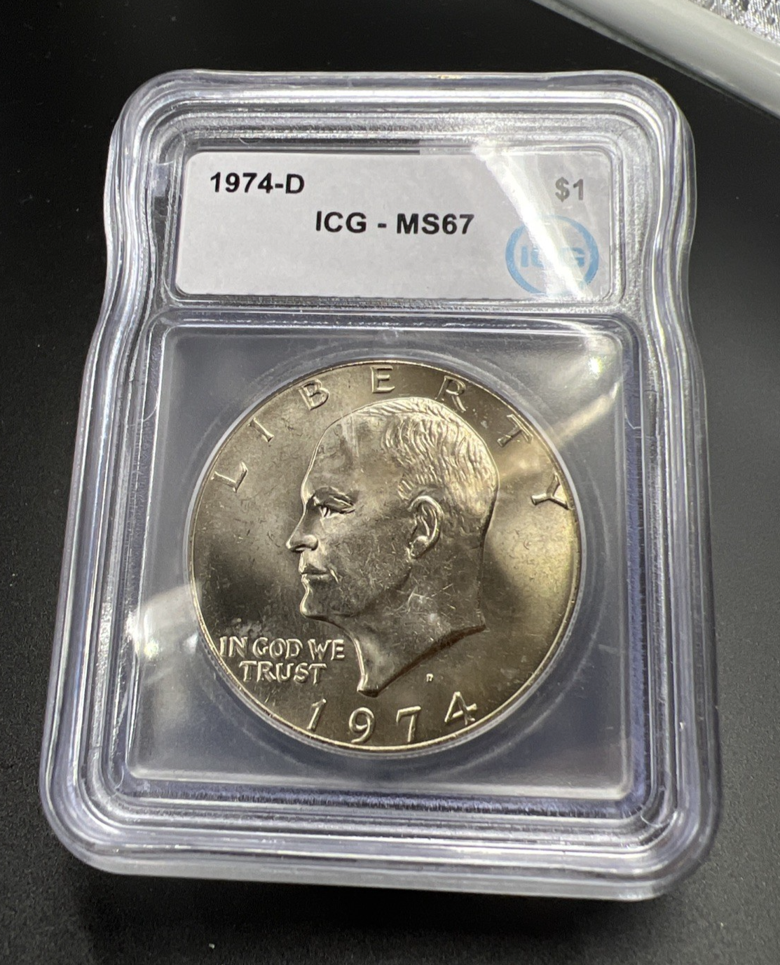 1974 D $1 Ike Eisenhower Clad Copper Nickel Dollar Coin ICG MS67 #06