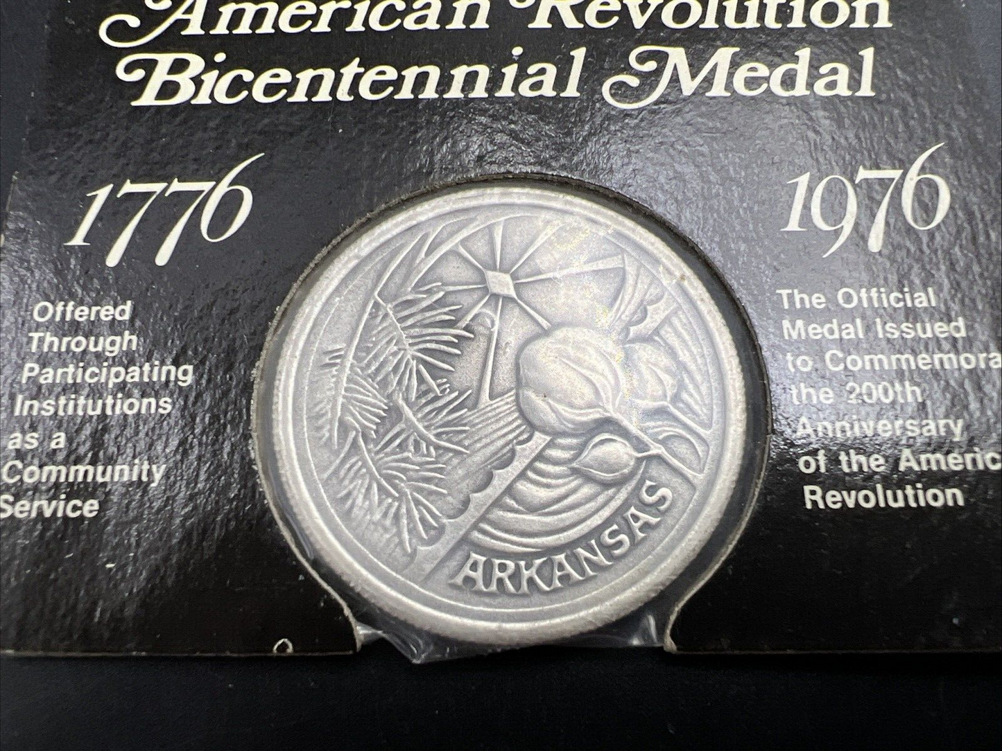 1976 US American Bicentennial .999 Silver Medal 50 States Arkansas #A