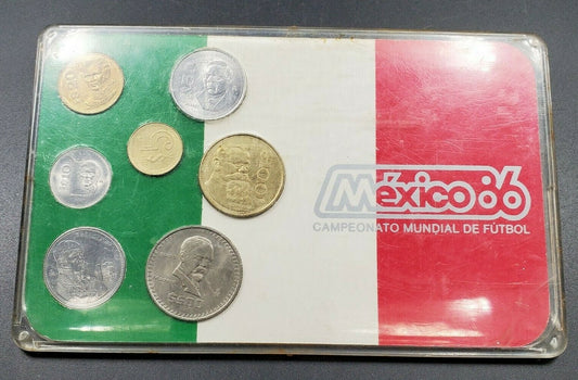 Mixed Date Mexico Mint Set Commemorating The 1986 FIFA World Cup BU UNC Coins
