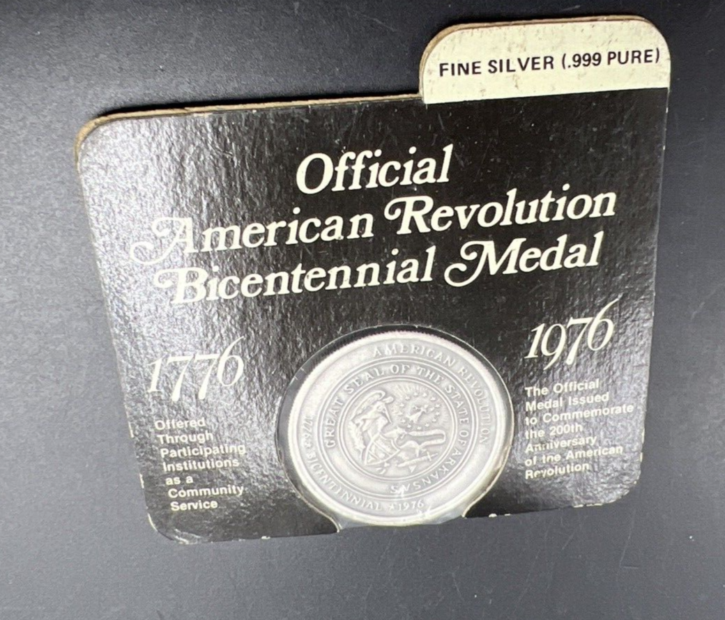 1976 US American Bicentennial .999 Silver Medal 50 States Arkansas #A