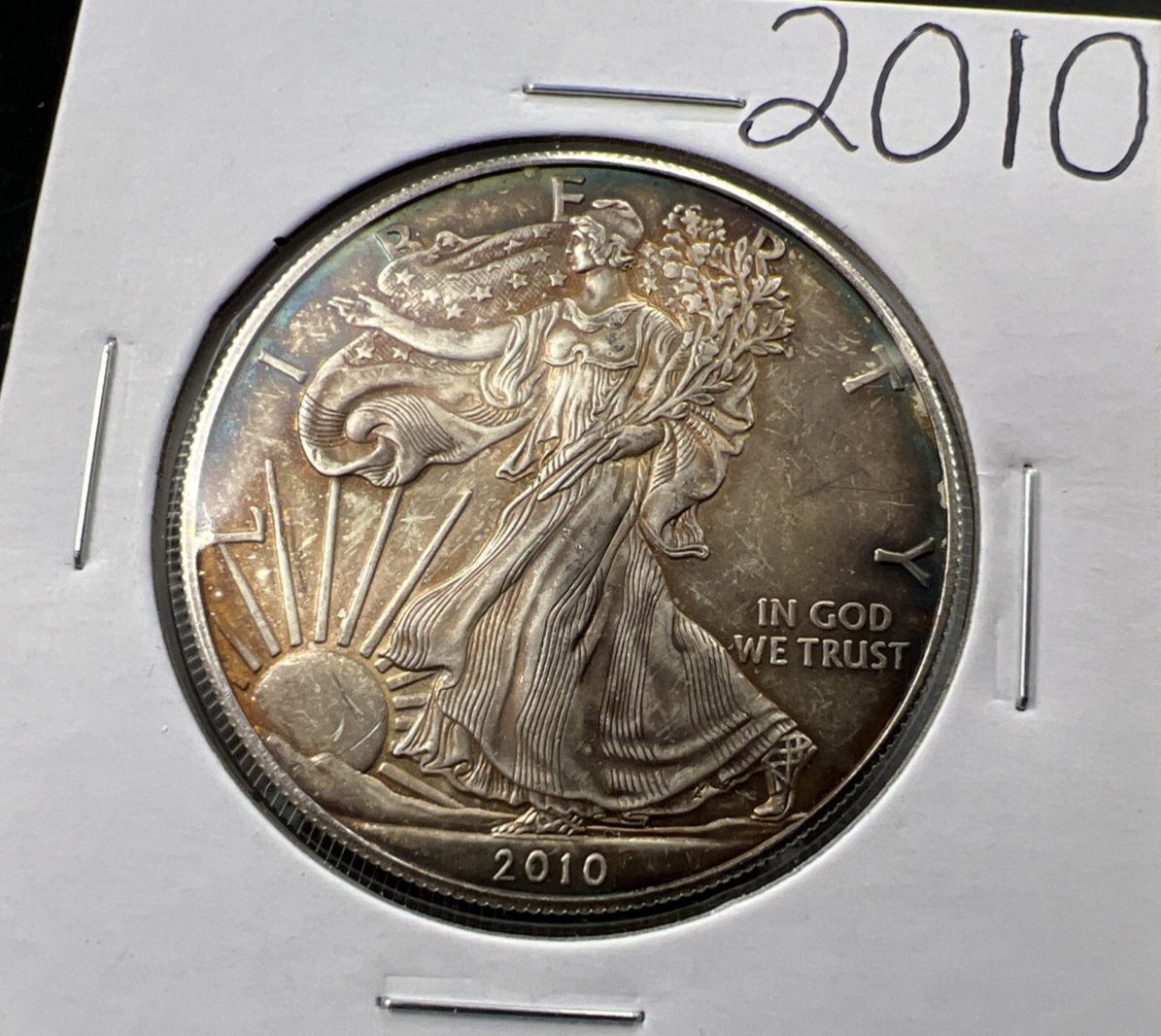 2010 1 Oz ASE American Silver Eagle Coin Neat Toning Toner