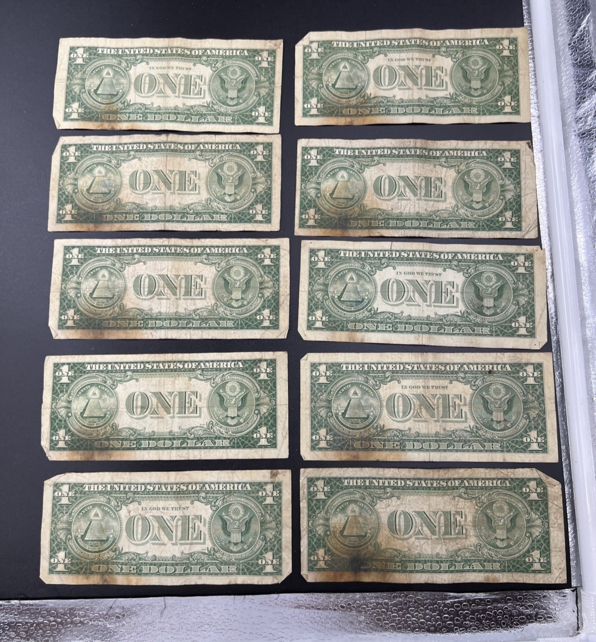 Lot of 10 VERY CIRC 1957 1935 $1 Dollar Silver Certificate Blue Seal Notes #80