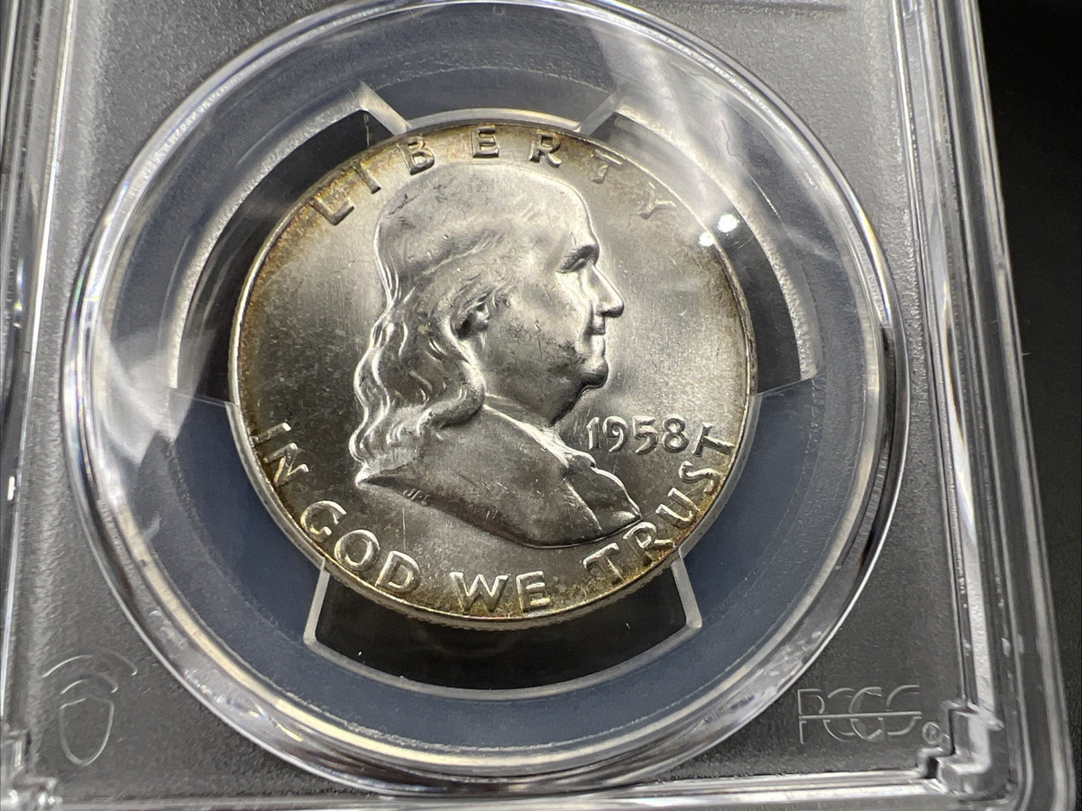 1958 P 50c Franklin Silver Half Dollar Coin PCGS MS64 CH BU Certified #90