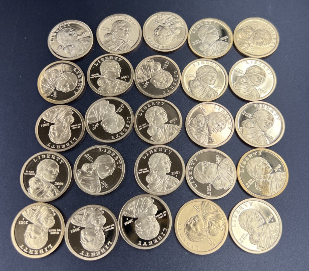 2001 S 25 Coin Proof Sacagawea Dollar Coin Roll