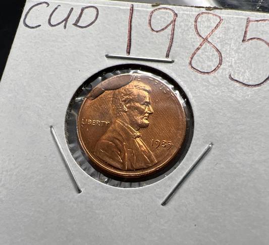 1985 P 1c Lincoln Memorial 1c Penny Coin Major Die Cud Error CH/Gem BU UNC sku#2