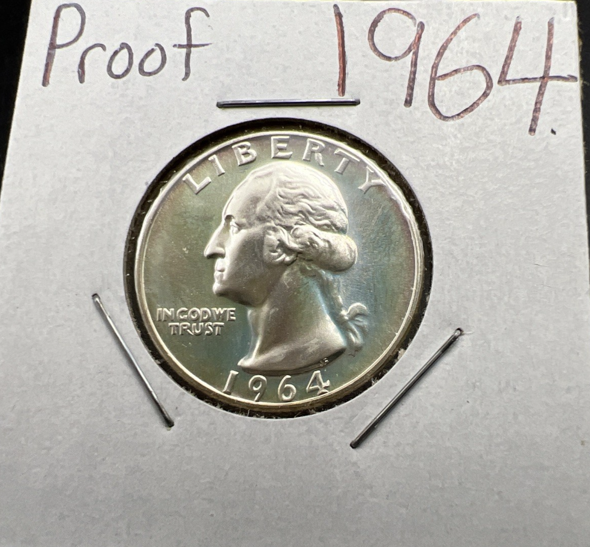 1964 25c Proof Washington Silver Quarter Coin Gem Proof Neat Toning - Blazer!