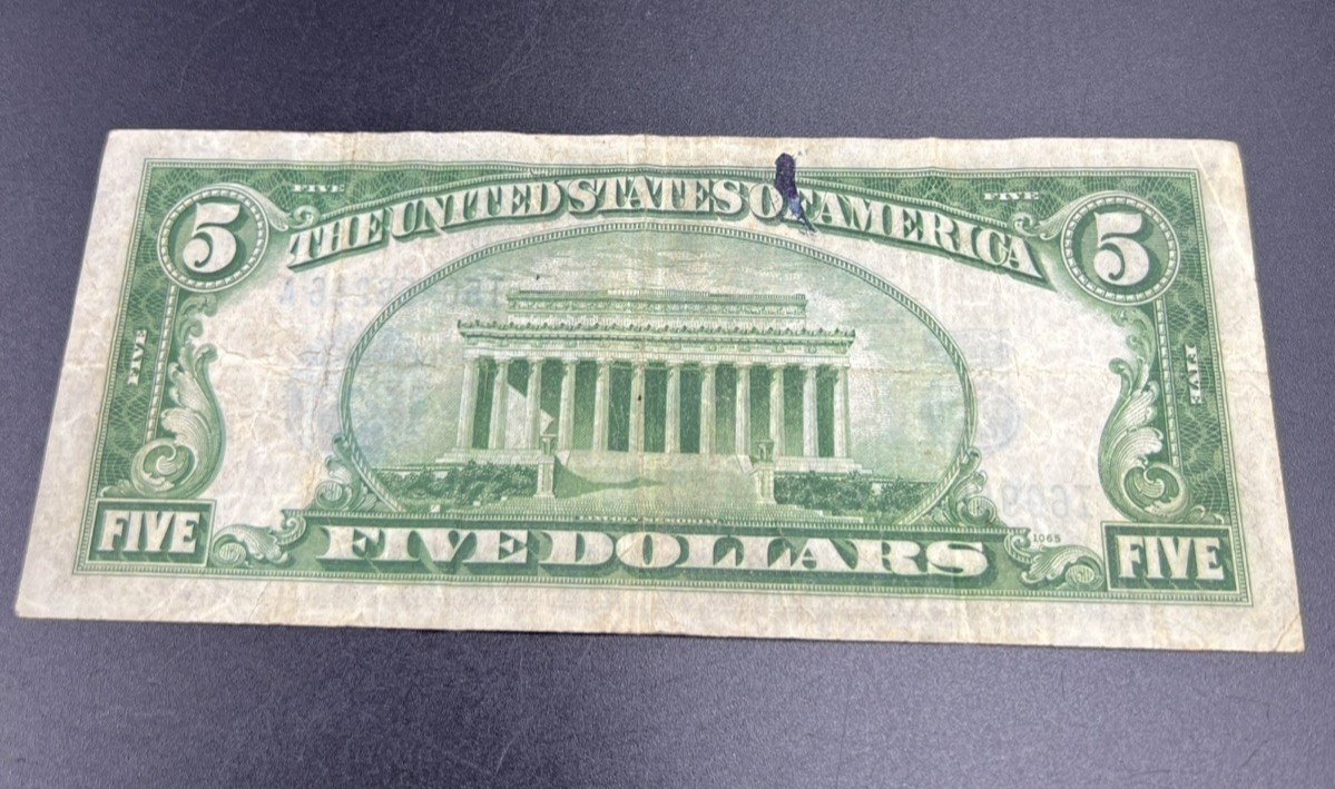 1934 A $5 Five Dollar Silver Certificate Choice VG Very Good Circ