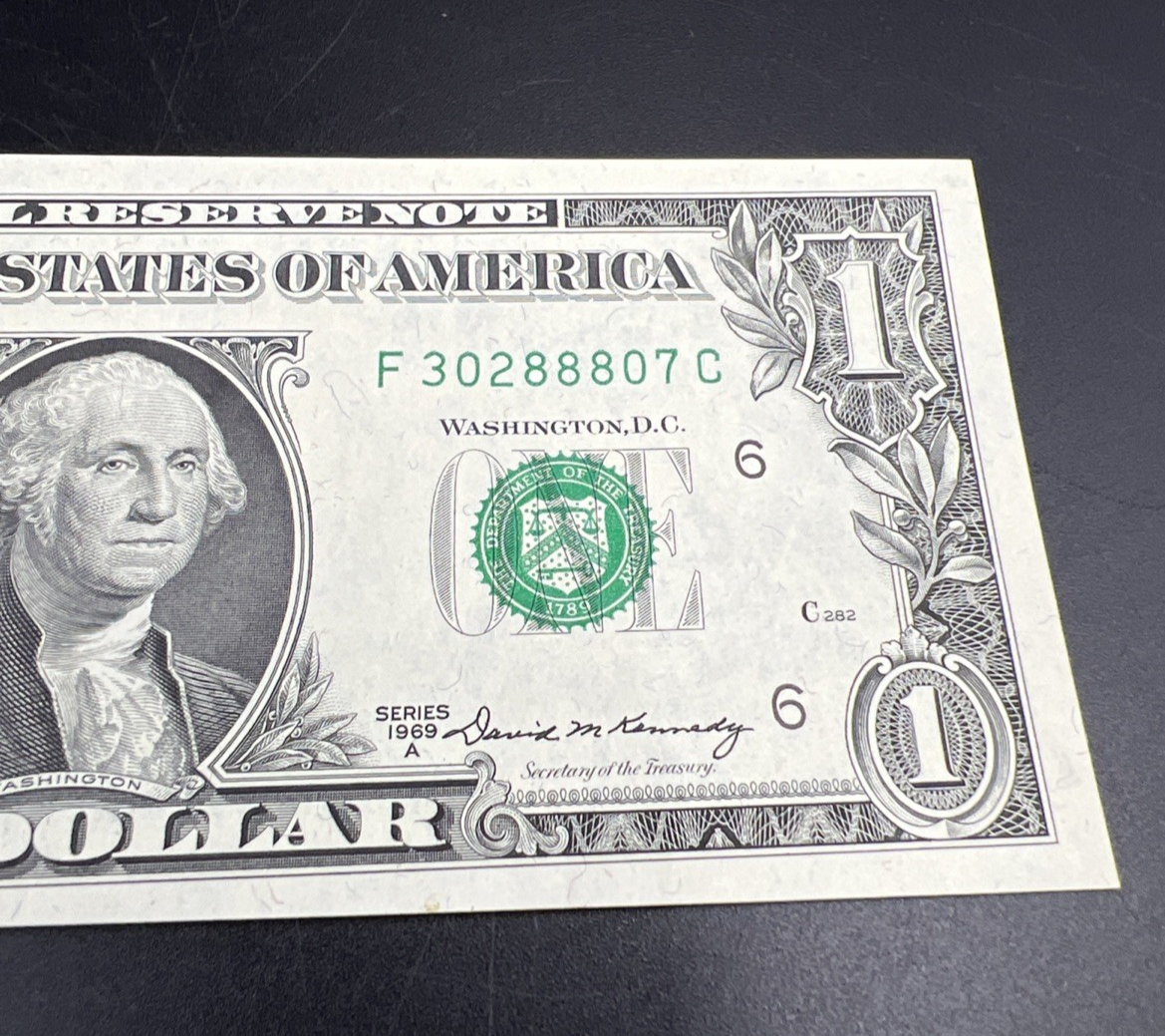 1969 $1 One Dollar FRN Federal Reserve Note UNC #807