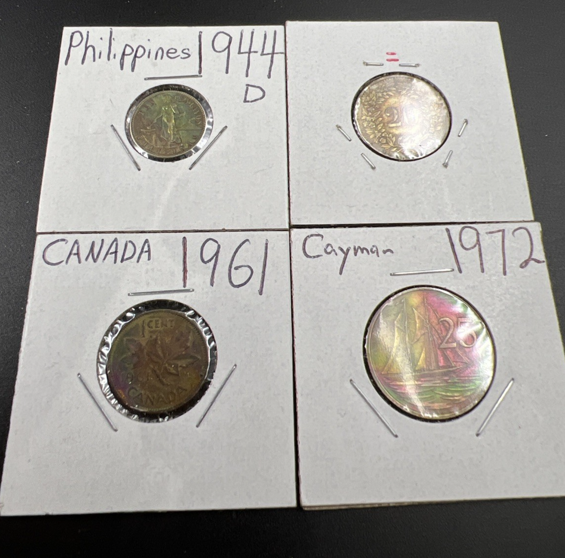 Lot of 4 Toner World Coins Canada Cayman Islands Philippines + Circulated