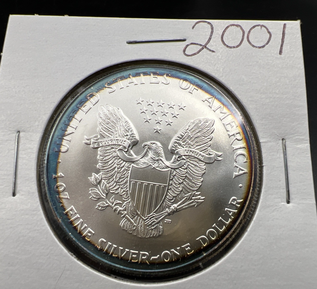 2001 1 Oz ASE American Silver Eagle Coin Gem BU UNC Halo Toning Toner SKU#B