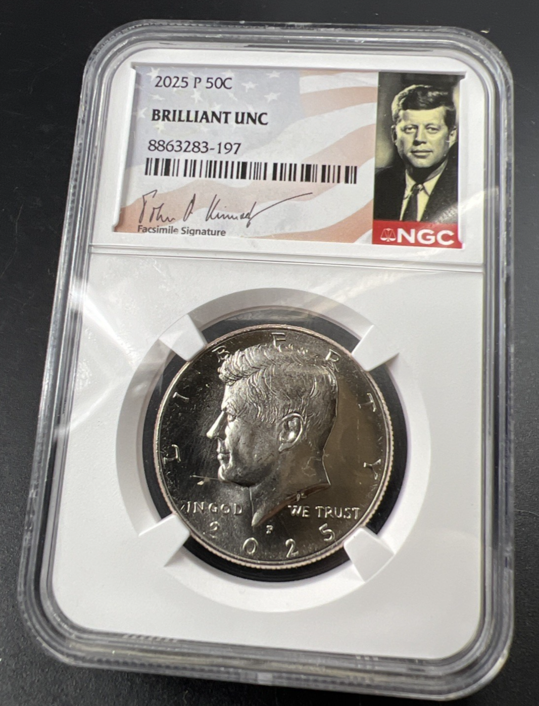 2025 P 50c Kennedy Half Dollar Coin NGC JFK Holder BU Brilliant UNC #196