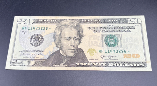 2013 Star * $20 FRN Federal Reserve Note CH AU About UNC #296