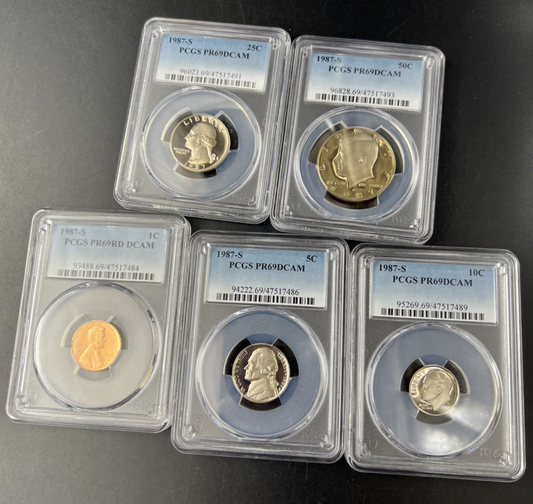 1987 S Complete 5 Coin Clad Proof Set PCGS Graded PF69 UCAM